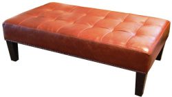 Custom made contemporary leather ottoman