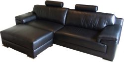 Leather sofa with chaise