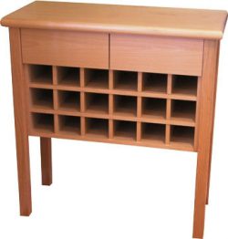 Custom designed side table with wine rack