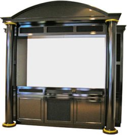 Luxury custom-made home theatre cabinet with black columns