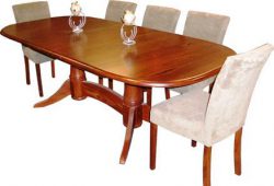 Custom designed wooden dining table and chairs