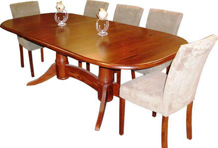 614-0420a Custom designed wooden dining table and chairs