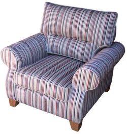Custom made luxury chair in Eyre stripey fabric