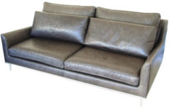 Contemporary Classic Black Leather Sofa