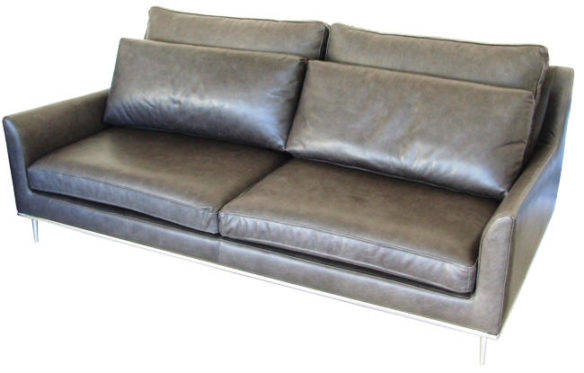 605-1917 Contemporary Classic Black Leather Sofa