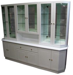 White lacquered custom display cabinet