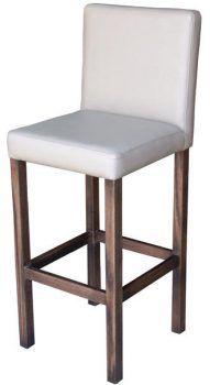 Custom solid timber bar stool upholstered in white