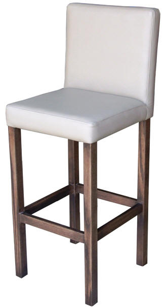 607-1509 Custom solid timber bar stool upholstered in white